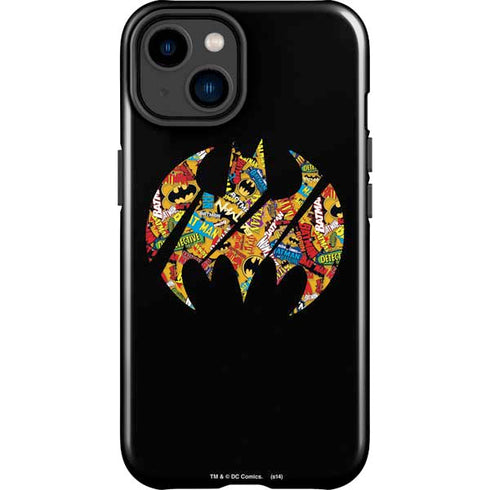DC Comics Batman Silhouette Logo Vintage Pattern iPhone 14 Plus Impact Case