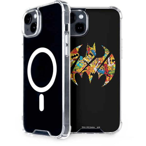 DC Comics Batman Silhouette Logo Vintage Pattern iPhone 15 Plus MagSafe Case