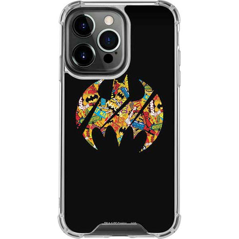 DC Comics Batman Silhouette Logo Vintage Pattern iPhone 14 Pro Clear Case