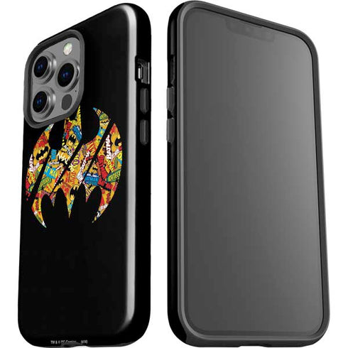 DC Comics Batman Silhouette Logo Vintage Pattern iPhone 14 Pro Impact Case
