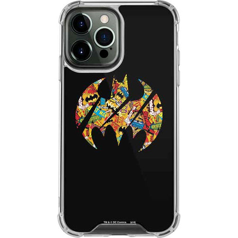 DC Comics Batman Silhouette Logo Vintage Pattern iPhone 14 Pro Max Clear Case