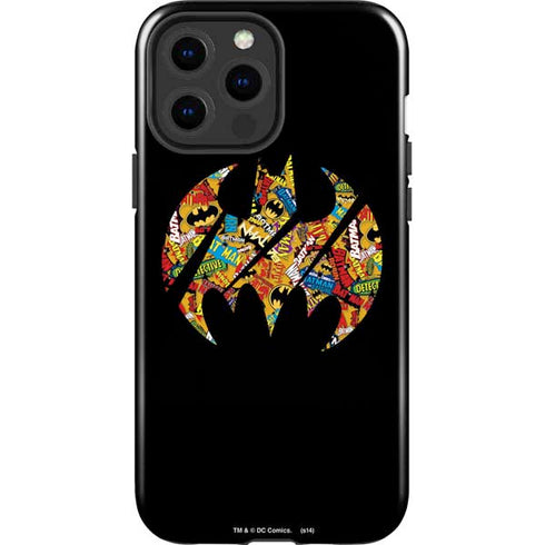 DC Comics Batman Silhouette Logo Vintage Pattern iPhone 15 Pro Max Impact Case