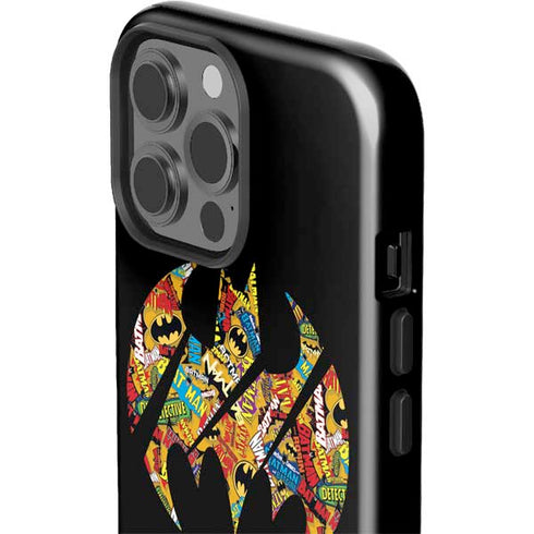 DC Comics Batman Silhouette Logo Vintage Pattern iPhone 15 Pro Max Impact Case