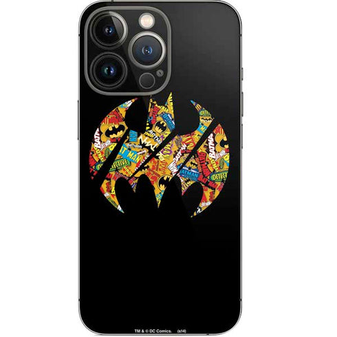 DC Comics Batman Silhouette Logo Vintage Pattern iPhone 14 Pro Skin