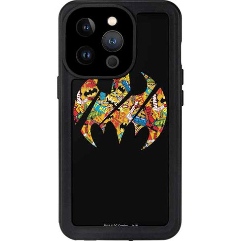 DC Comics Batman Silhouette Logo Vintage Pattern iPhone 14 Pro Waterproof Case