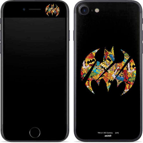 DC Comics Batman Silhouette Logo Vintage Pattern iPhone SE (2nd & 3rd Gen) Skin