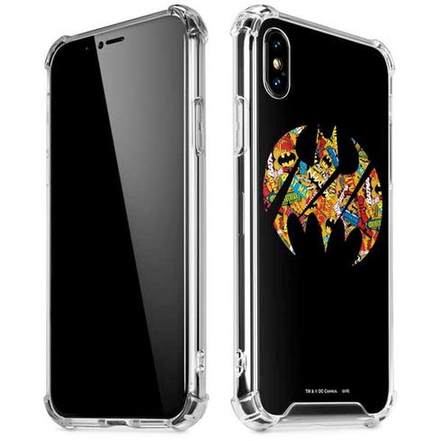 DC Comics Batman Silhouette Logo Vintage Pattern iPhone XS Max Clear Case