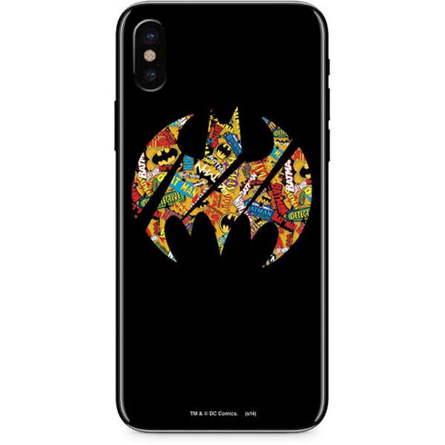 DC Comics Batman Silhouette Logo Vintage Pattern iPhone XS Max Skin