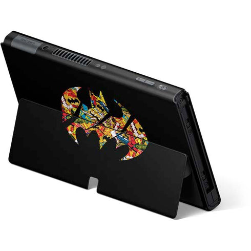 DC Comics Batman Silhouette Logo Vintage Pattern Nintendo Switch OLED (2021) Skin