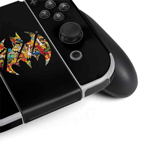DC Comics Batman Silhouette Logo Vintage Pattern Nintendo Switch OLED (2021) Skin