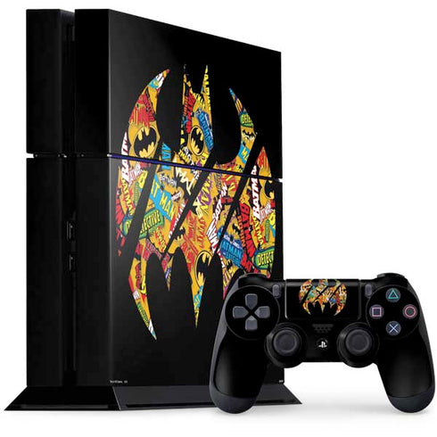 DC Comics Batman Silhouette Logo Vintage Pattern PS4 Console and Controller Bundle Skin