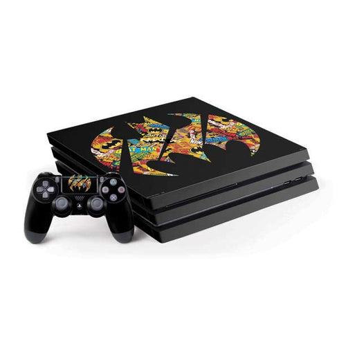DC Comics Batman Silhouette Logo Vintage Pattern PS4 Pro Bundle Skin