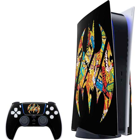 DC Comics Batman Silhouette Logo Vintage Pattern PS5 Bundle Skin