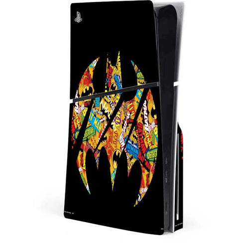 DC Comics Batman Silhouette Logo Vintage Pattern PS5 Slim Disk Console Skin