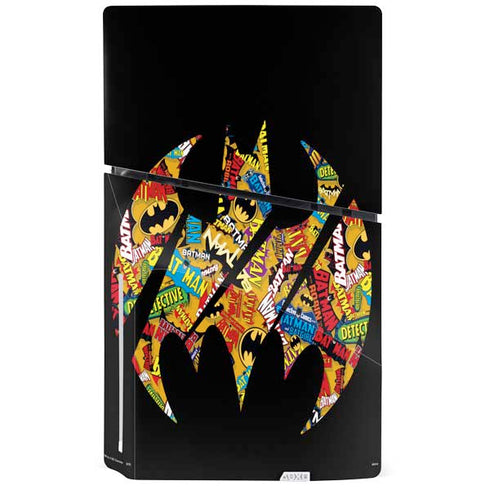 DC Comics Batman Silhouette Logo Vintage Pattern PS5 Slim Disk Console Skin