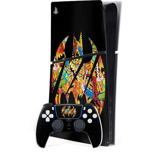 DC Comics Batman Silhouette Logo Vintage Pattern PS5 Slim Digital Edition Console Skin