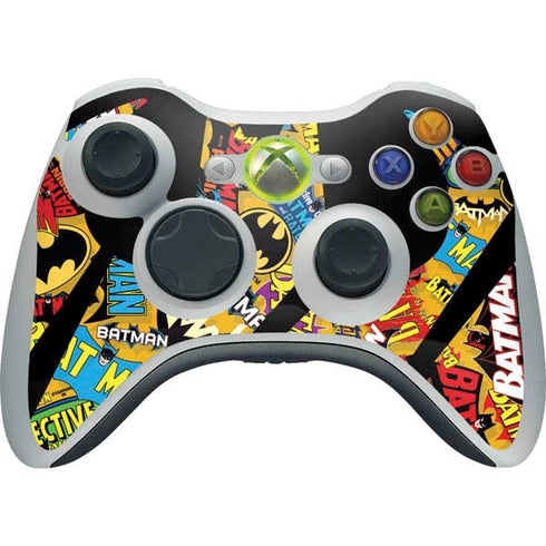 DC Comics Batman Silhouette Logo Vintage Pattern Xbox 360 Wireless Controller Skin