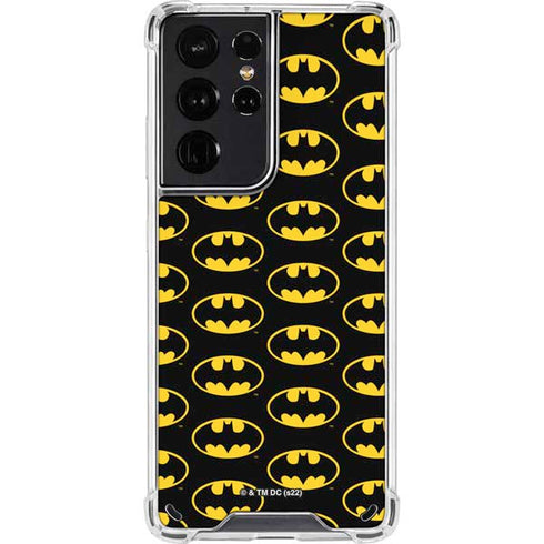 DC Comics Batman Logo Pattern Galaxy S21 Ultra 5G Clear Case