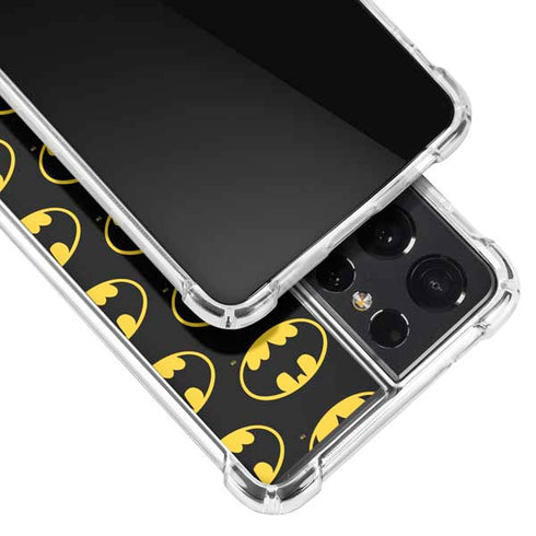 DC Comics Batman Logo Pattern Galaxy S21 Ultra 5G Clear Case