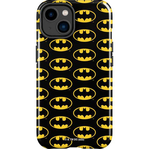 DC Comics Batman Logo Pattern iPhone 15 Plus Impact Case
