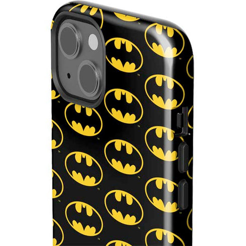 DC Comics Batman Logo Pattern iPhone 15 Plus Impact Case