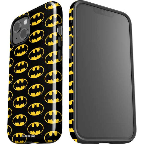 DC Comics Batman Logo Pattern iPhone 15 Plus Impact Case