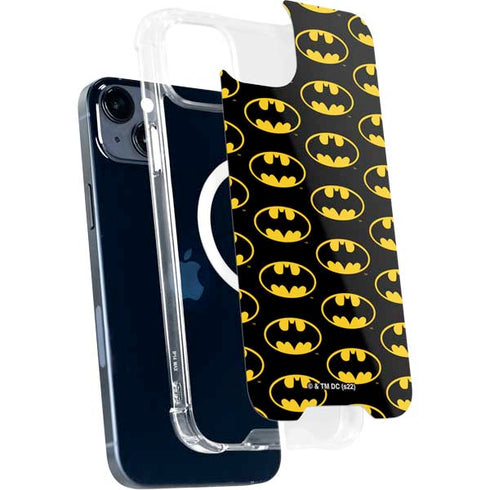 DC Comics Batman Logo Pattern iPhone 15 Plus MagSafe Case
