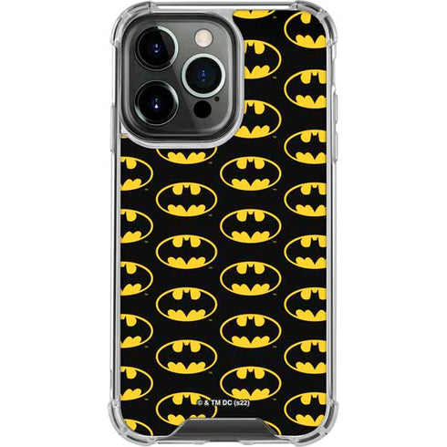 DC Comics Batman Logo Pattern iPhone 14 Pro Clear Case