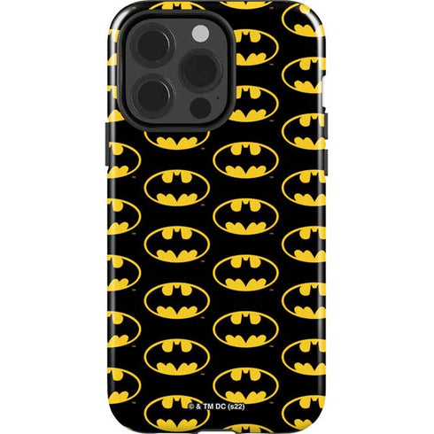DC Comics Batman Logo Pattern iPhone 15 Pro Impact Case