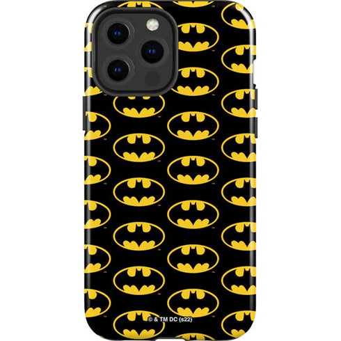 DC Comics Batman Logo Pattern iPhone 15 Pro Max Impact Case