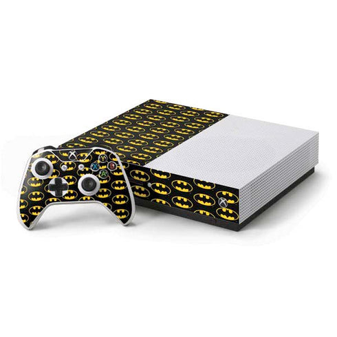 DC Comics Batman Logo Pattern Xbox One S Console and Controller Bundle Skin
