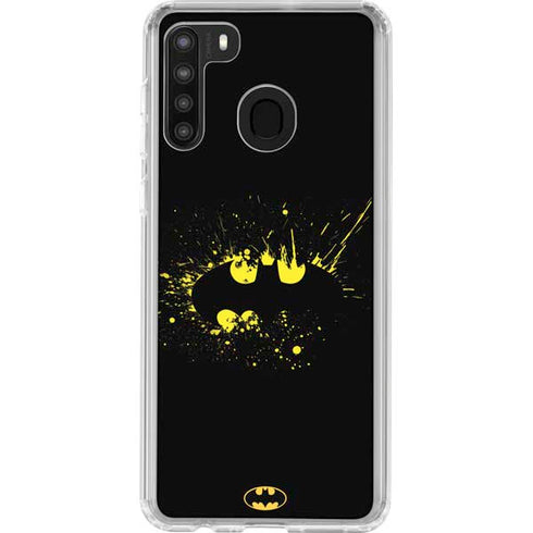 DC Comics Batman Logo Yellow Splash Galaxy A21 Clear Case