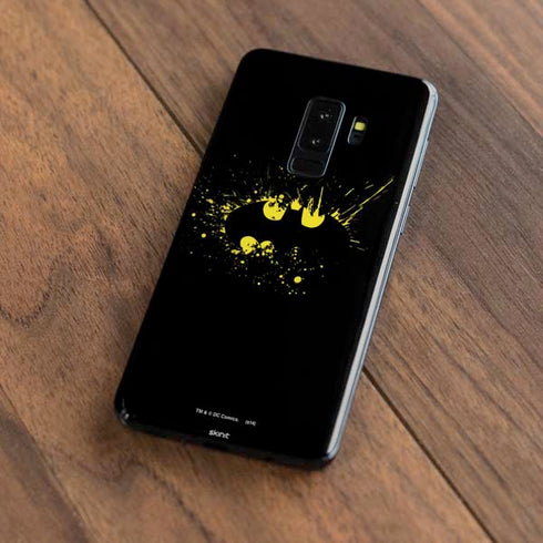 DC Comics Batman Logo Yellow Splash Galaxy S9 Plus Skin