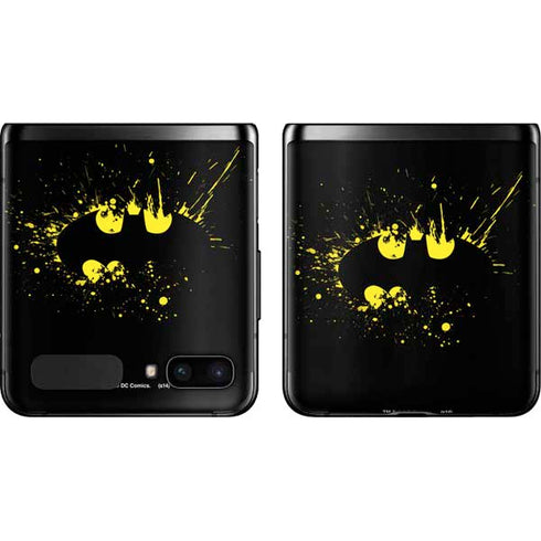 DC Comics Batman Logo Yellow Splash Galaxy Z Flip Skin