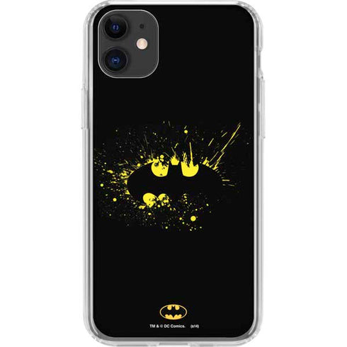 DC Comics Batman Logo Yellow Splash iPhone 11 Clear Case