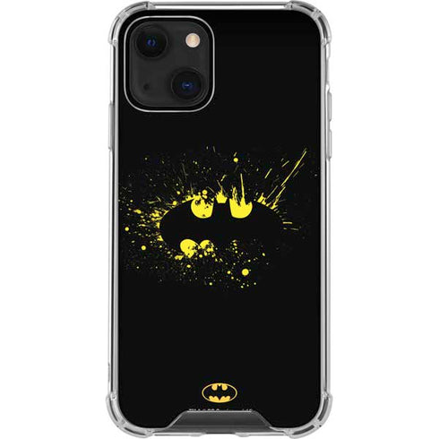 DC Comics Batman Logo Yellow Splash iPhone 14 Plus Clear Case