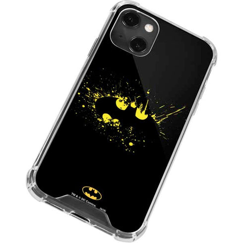 DC Comics Batman Logo Yellow Splash iPhone 14 Plus Clear Case