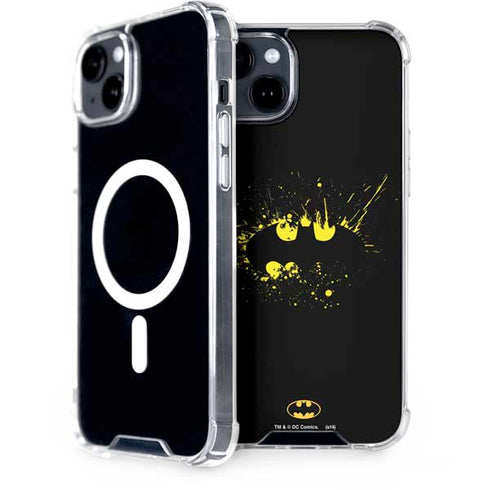 DC Comics Batman Logo Yellow Splash iPhone 15 Plus MagSafe Case