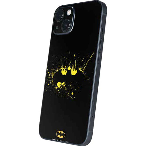 DC Comics Batman Logo Yellow Splash iPhone 15 Plus Skin