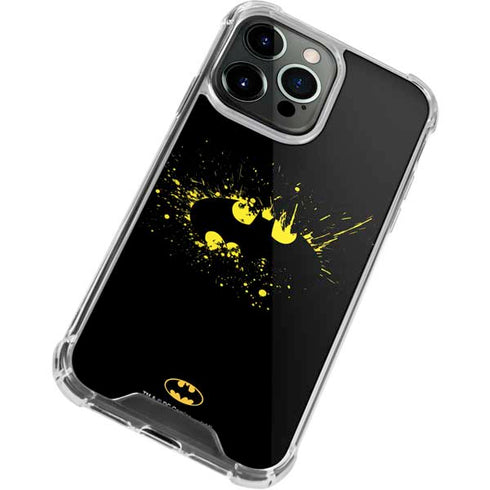 DC Comics Batman Logo Yellow Splash iPhone 14 Pro Clear Case