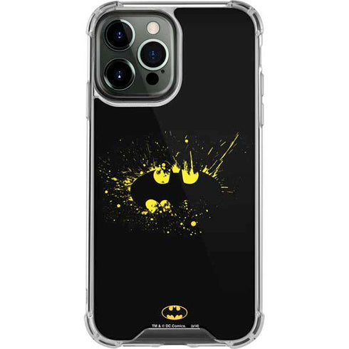 DC Comics Batman Logo Yellow Splash iPhone 14 Pro Max Clear Case