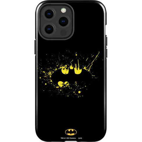 DC Comics Batman Logo Yellow Splash iPhone 15 Pro Max Impact Case