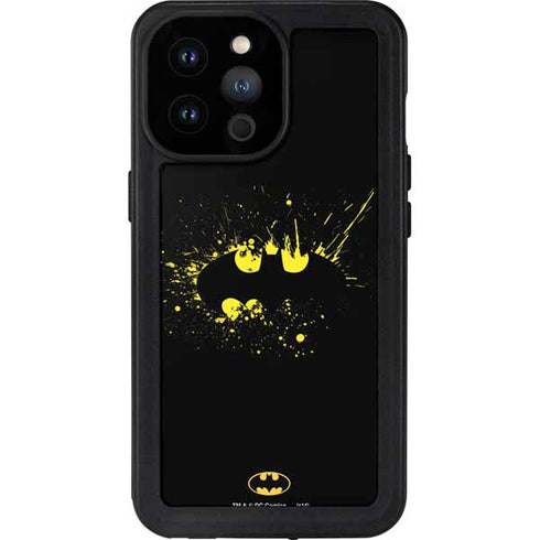 DC Comics Batman Logo Yellow Splash iPhone 14 Pro Max Waterproof Case