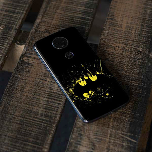 DC Comics Batman Logo Yellow Splash Moto E5 Plus Skin