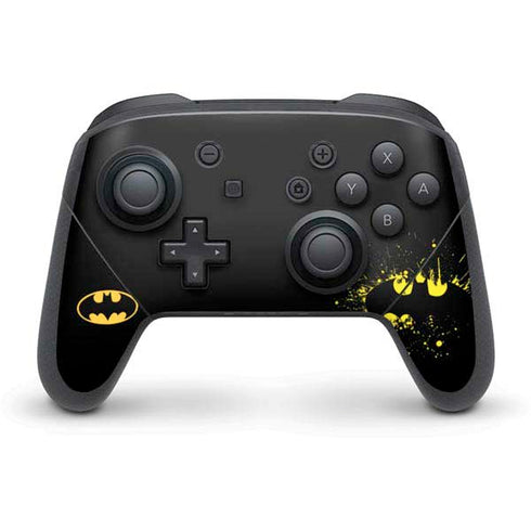 DC Comics Batman Logo Yellow Splash Nintendo Switch Pro Controller Skin