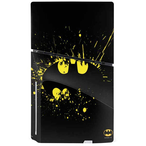 DC Comics Batman Logo Yellow Splash PS5 Slim Disk Bundle Skin