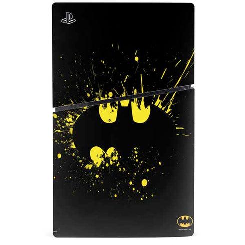 DC Comics Batman Logo Yellow Splash PS5 Slim Digital Edition Bundle Skin