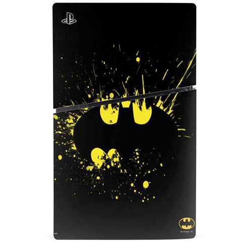 DC Comics Batman Logo Yellow Splash PS5 Slim Digital Edition Console Skin