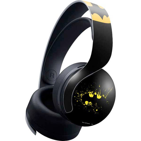 DC Comics Batman Logo Yellow Splash PULSE 3D Wireless Headset for PS5 Skin