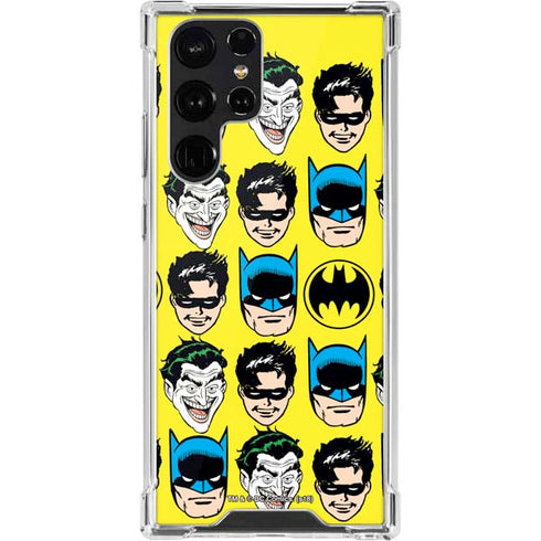 DC Comics Batman Vintage Character Pattern - Joker and Robin Galaxy S22 Ultra Clear Case